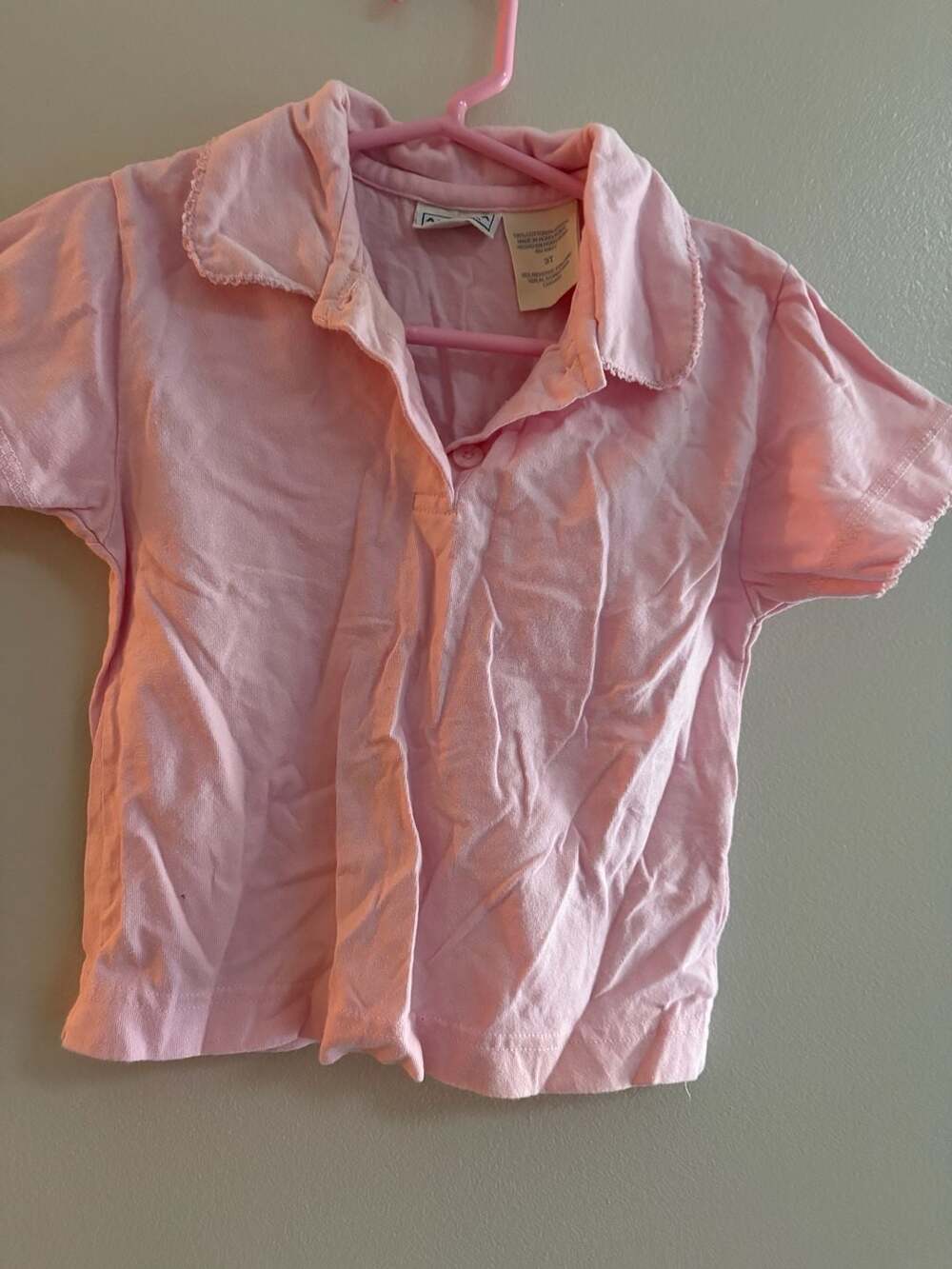 Little Arizona Pink Short Sleeve Scalloped Trim Polo Shirt 3T